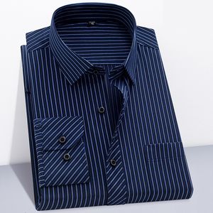 Men's Dress Shirts Plus Large Size 44 43 42 41 40 39 Slim Fit Mens Business Casual Long Sleeved Shirt Classic Striped Male Social Dress Shirts 230710