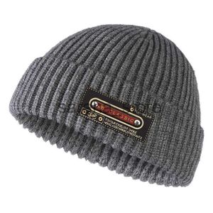 Beanie/Kafatası Kapakları Moda Unisex Kış Sıcak Beanies Sıradan Kısa İplik Hip Hop Şapkası Yetişkin Erkekler Kadın Yünlü Örgü Kafatası Kapağı Elastik Gorro Gorras J230710