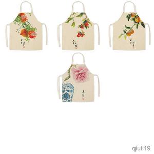 Kitchen Apron Pcs Flower Pattern Women Lady Apron for Home Kitchen Restaurant Chinese Style Cooking Aprons Catering Anti-Fouling R230710