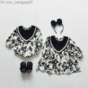 Rompers Baby Jumpsuit Pholed Flower Pattern Pib Pib Long Sweve Skin-Stight Gring Spring Autumn Cotton Cotton Clothing Z230711