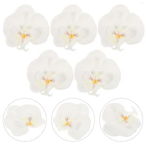 Dekoracyjne kwiaty 5 sztuk Phalaenopsis głowy rzemiosło mały sztuczny kwiat luzem biały sztuczny Mini storczyki dekoracja