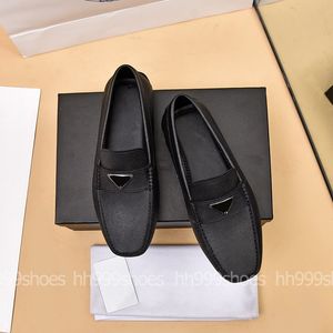 Italian Top Bean Shoes European Style Triangle Mark Man Shoe Designer Loafers Driving Shoes Leather Luxury Soft Moccasins Men Brand Mens Flats with Box