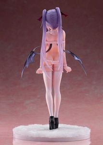 Action-Spielzeugfiguren, kleine Anime-Figur, Eva-Flügel, niedlicher sexy weißer Badeanzug, kniendes Katzenohr-Mädchen, rosa, graue Figur, Ornament, Modell 23 cm