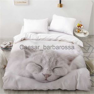 Conjuntos de capas de edredom 3D Capa de edredom QuiltCobertorConfortável Estojo Luxo Roupa de cama 135 140x200 150x200 200x220 para Animal doméstico Gato Bonito dormir x0710