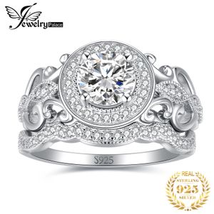 With Side Stones Jewelry 2 Pcs Solid 925 Sterling Silver Wedding Engagement Ring for Woman 15ct Simulated Diamond AAAAA CZ Bridal Sets 230707