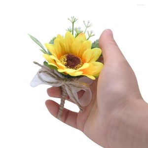 Decorative Flowers Roses Sunflowers Silk Wrist Bride And Groom Corsage For Boutonnieres Marriage Wedding Supplies Christmas Gift