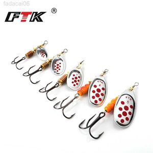 Baits Lures FTK Spinner Bait 4g/5g/7g/10g/14g Hard Spoon Bass Lures Metall Angelköder mit Drillingen Angelgerät für Hechtangeln HKD230710