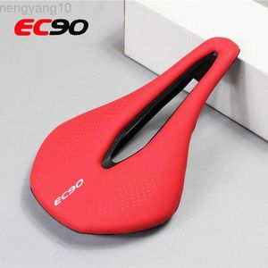 Bike Saddles EC90 MTB Bicycle Saddle Gel Leather Cushion Road Mountain Bike Racing Seat PU Breathable Gel Soft Leather Pad HKD230710