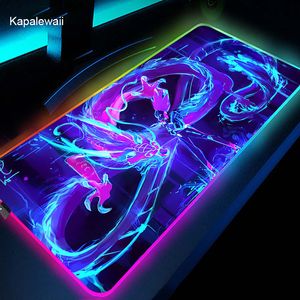 League of Legend 900X400mm podkładka pod mysz RGB Anime podkładka pod mysz gamingową LED Mause Pad akcesoria dla graczy mysz dywan PC podkład na biurko podświetlany