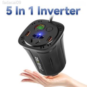 قفزة starter Car Inverter DC 12V إلى AC 220V 150W Auto Converter QC USB Charging Fast Charge Charger EU Adapter Adapter Voltmeter Onof HKD230710