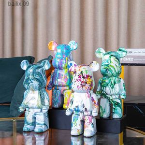 Decorative Objects Color Painting Ceramics Bear Figurines And Miniatures Multiple Colors Violent bear home decoration Statue The Gift Desk Decor T230710