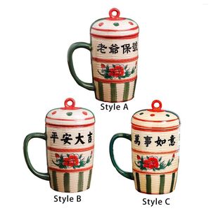 Кружки кофейная кружка в китайском стиле большая способность с крышкой пылепроницаемой керамики для чайных женщин -годовщинов свадьба дома
