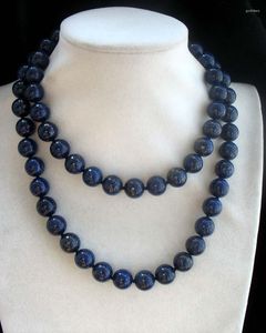 Zincirler lapis lazuli mavi tur 10mm 12mm kolye 30 inç toptan boncuklar doğa kadın