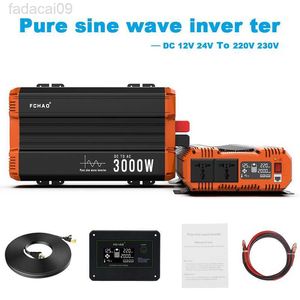 Bilhjälpstartare FCHAO 6000W Pure Sine Wave Solar Inverter 12V 24V till 220v 230v LCD Display Spänningstransformator Bildelar Strömomvandlare Invert HKD230710