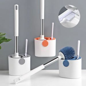 Toothbrush Holders Silicone Toilet Brush Wall Mounted Floor Standing Cleaning Tools With Base Home Bathroom Accessories 230710