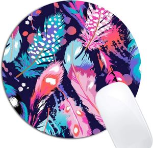 Beautiful Feathers Seamless Mouse Pad Round Non-Slip Rubber Mousepad Laptop Office Computer Decor Cute Desk Design Mouse Pad