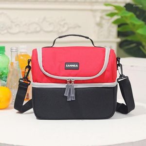 Dinnerware Sets Insulated Cooler Bag Large Travel Lunch With Adjustable Shoulder Strap Handheld Oxford Cloth Double Layer Box