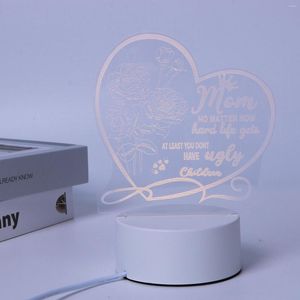 Nattlampor Akryl Sänglampa USB-plugin Moder Välsignelse Ord Romantiskt Bord Mors Dag Presenter Heminredning Till kontorsstudie