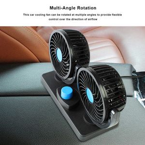 Electric Fans Electric Car Cooler Auto Cooling Fan Auto Ventilation Fan Dual Head Degree Rotatable USB Port for Auto Truck Off-Road