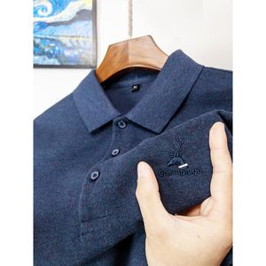 Herrpikétröja High end Summer Luxury Enfärgad Lapel Polo Shirt Bomull Kortärmad Hjorthuvud Broderi Business Casual Topp M 4XL 230707