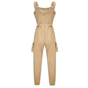 CAPRIS 2022SUMMER Lätt kvinnors arbetskläder Jumpsuit ärmlösa fickbälte haklappar damer casual enkel elegant tunika arbetskläder