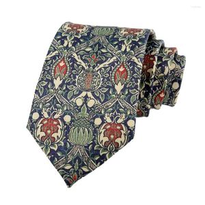 Bow Ties Yenilik 8cm Erkek Kravat Klasik Damat Groomsman Donanma Yeşil Çiçekler Baskı Boyun Gölgesi Polyester Ascot Düğün Partisi