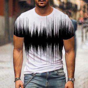 Męskie T-shirty Męskie T-shirt Graficzny Dekolt 3D Czarny Białe paski Odzież oversize Casual Codzienny Top Moda miejska Krótki rękaw Odzież 230710