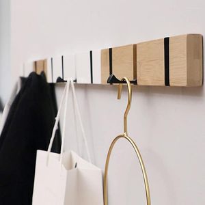 Hooks Wall Hook Row Wooden Foldable Storage Hanger Shelf Organize Hat Clothes Key Space Saving Entrance Bathroom Kitchen Racks
