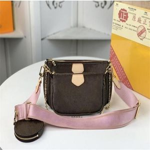 axelväskor Ny tre -bitar set multi pochette accessoarer designer väska m44823 kvinnor crossbody handväska messenger handväskor blommor läder handväska tote