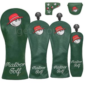 Other Golf Products 4 Colors Fisherman Hat Golf Club #1 #3 #5 Wood Headcovers Driver Fairway Woods Cover PU Leather Head Covers Golf Putter Cover 230707