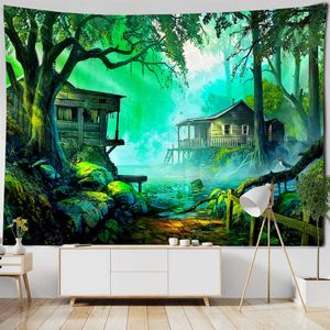 Tapestries Beautiful Magic Forest Castle World Theme of Fairy Tales Scenery Hanging Curtain Tapestry Art Decoration Room Living Room