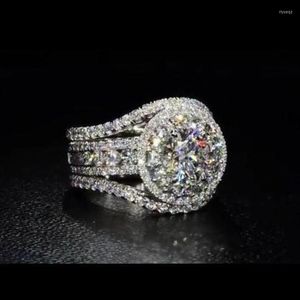 Pierścionki klastrowe MIQIAO Pokryte białym złotem Luksusowe Pełne cyrkonie Okrągły kryształ 2 Vintage Dla Damskie Ślub Zaręczynowy Prezent dla par Biżuteria