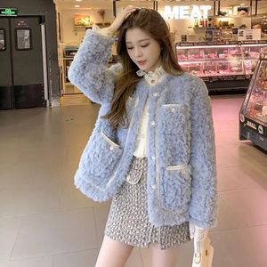 Jackor Lucyever Korean Style Lamb Wool Jackets Women 2022 New AllMatch Loose Furry Coat Ladies Fashion Streetwear Pockets Plush Coats