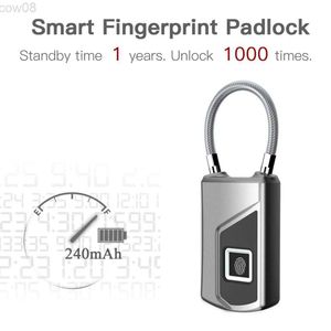 Cykellås smarta biometriska fingeravtryck låsar USB-laddning av anti-tht säkerhetsskydd vattentätt för cykelbagage fall dörr hkd230710