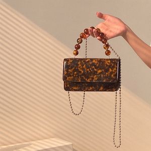 Evening Bags Retro Beaded Chain Women s Small Handbags Fashion Ladies Mini Square Shoulder Crossbody Female Vintage Clutch Purse Bolsos 230710