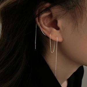 Тенденция шпильки S925 Серебряные игольчатые длинные серьги с проволочной кисточкой для сети капля серьги женская ушная линия