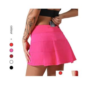 Yogakläder L22 Plisserad tenniskjol Kvinnor Gymkläder Sportshorts Kvinna Löpning Fitness Dans Underkläder Strand Biker Golfkjolar Andas design66ess