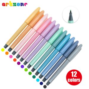 Penne gel 12 colori Penna a colori a punta fine da 0,4 mm Penna per diario a base d'acqua Fineliner Penna liquida per la colorazione del conto a mano del diario 230707