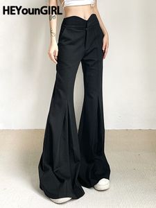 Erkekler Pants Heyoungirl Flare Low Rise Kadın Günlük High Street Pantolon Temel Kadınlar Önyükleme Kesme Katları Tüm Maç Kore Modası 230707