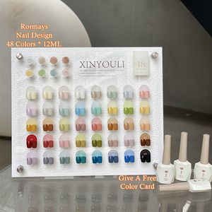 Rormays 48 Color Gel Nail Polish Set Summer New Popular Color Macaron Color Mixed Varnish Gel Tinta unita Shiny UV LED Immersion Primer Nail Art Salon Gel Factory