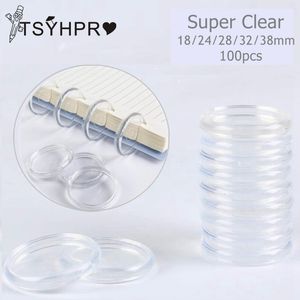 Other Desk Accessories 100pcs Discbound Planner Notebook Discs Expansion super clear 24mm1inch 28mm11inch 32mm125inch 38mm15inch 230707