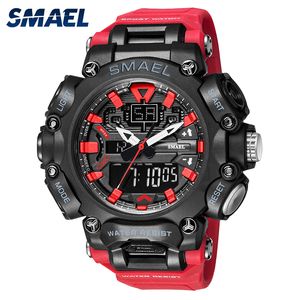 Smael Youth Fashion Hed Led цифровые часы Men Shark -Risepring Двойные наручные часы Chrono Водонепроницаемые большие часы мужские часы прохладный час