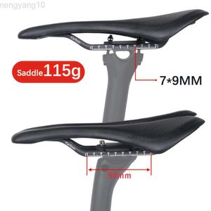 Cykelsadlar Högkvalitativ kolfiberväg Mtb-sadel kolmaterial Kuddar Superlätta läderkuddar 115g Ride Cyklar Säte 270*143mm HKD230710