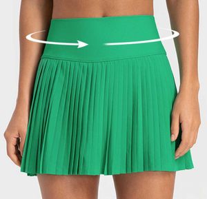 lu-383 Plisserade kjolar Yogaoutfits Tennis Golfsportshorts med innerficka Damleggings Snabbtorka Andningsbyxor Löpning Träning Fitness Gym Kläder 55se