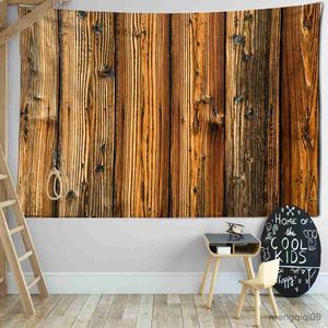 タペストリー 3D レトロヴィンテージ木の板の木タペストリーアート壁掛けタペストリーベッドカバースロー家の装飾 R230710