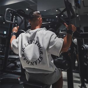 Herr T-shirts Sommar Herr Kortärmad T-shirt i bomull Casual Lös Gym Fitness UNISEX Bodybuilding Sport T-shirt Herrmode T-shirts Toppar 230710