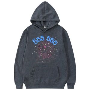 Erkeklerin kapüşonlu kadın pamuk seti eşofman teri takım örümcek 555 genç thugg yıldızları aynı 555555 pantolon hoodies bibber ve bodysuit boş zaman moda {kategori} gri