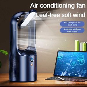 Electric Fans Dome Cameras Home Use Electric Bladeless Table Fan Cooler USB Charging Portable Wireless Mini Cooling Fan Ultra Quiet LED Night Light R230711