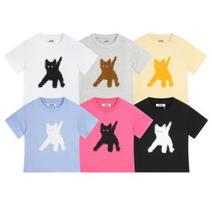 Dam T-shirt sommar katt tryck kortärmade toppar Mode crew Neck lösa t-shirts
