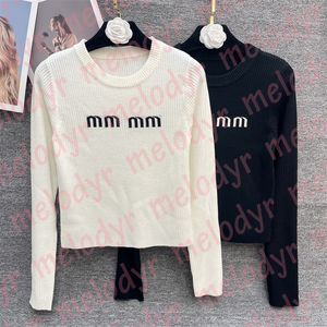 Women Letter Print Knits Tops Autumn Elastic Tight Sweater Long Sleeve Knit Tees Round Neck Knitswear